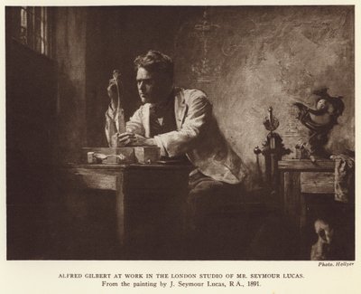 Alfred Gilbert, angielski rzeźbiarz (fotograwiura) autorstwa John Seymour (after) Lucas