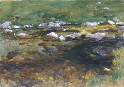 Potok i łąka, ok. 1907 (wc, gwasz i grafit na białym papierze) autorstwa John Singer Sargent