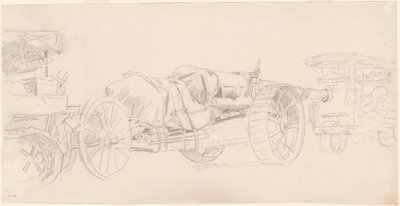 Przyczepy armatnie, Francja, 1918. autorstwa John Singer Sargent