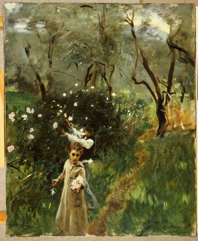 Zbieranie kwiatów o zmierzchu autorstwa John Singer Sargent