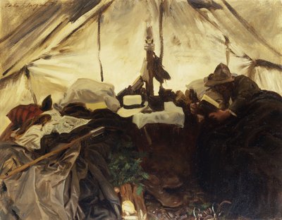Wewnątrz namiotu w Canadian Rockies, 1916 autorstwa John Singer Sargent