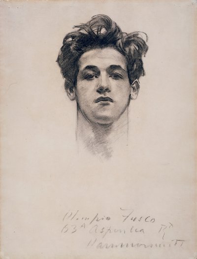 Olimpio Fusco, ok. 1900-10 (węgiel i kikut na papierze) autorstwa John Singer Sargent
