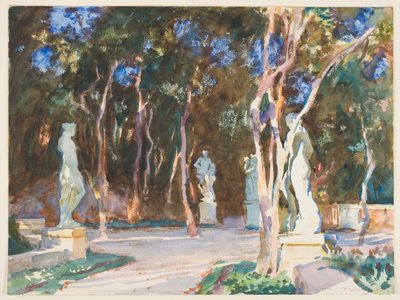 Shady Paths, Vizcaya (toaleta nad grafitem na papierze) autorstwa John Singer Sargent