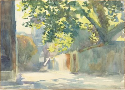 Oświetlona słońcem ściana pod drzewem, ok. 1930 r. 1913. autorstwa John Singer Sargent