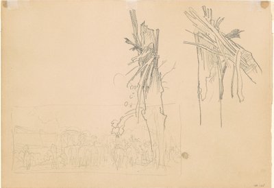 Dwa roztrzaskane drzewa i Studium drogi [verso], 1918. autorstwa John Singer Sargent