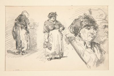 Dwie stojące postacie i jedna głowa autorstwa John Singer Sargent