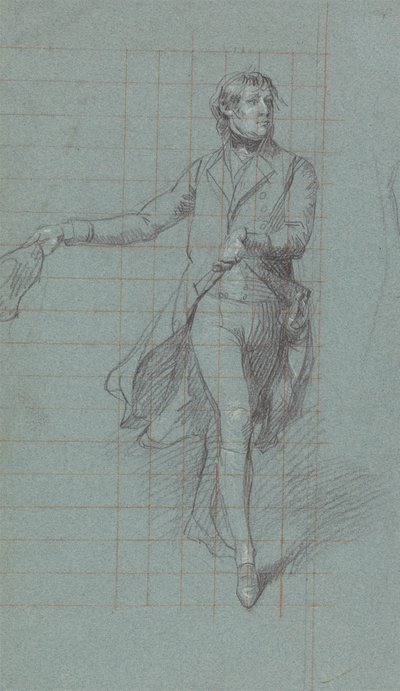 Kapitan W. Fairfax, studium postaci do obrazu Zwycięstwo Lorda Duncana (czarna kreda, podkreślona bielą na niebieskim papierze) autorstwa John Singleton Copley