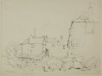 Domy i kamienny mur, Newlyn autorstwa John Skinner Prout