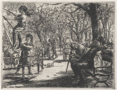 Huśtawka na Placu autorstwa John French Sloan