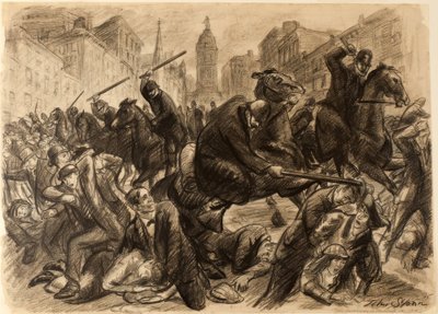 The Constabulary; Policing the Rural Districts in Philadelphia, 1910 r. autorstwa John Sloan