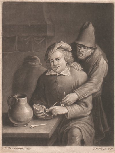 Palacz siedzący przy stole autorstwa John Smith