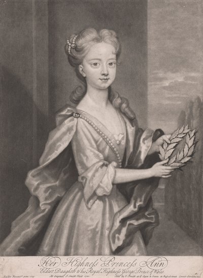 Jej Wysokość Księżniczka Anna, najstarsza córka Jego Królewskiej Wysokości Jerzego Księcia Walii, 1720 autorstwa John Smith