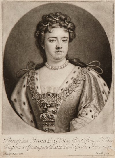 Królowa Anna (mezzotinta) autorstwa John Smith