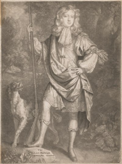 Lord Burleigh [jako młodzieniec, stojący, z pistoletem w dłoni i spanielem u boku] autorstwa John Smith