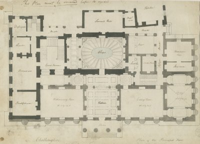 Chillington Hall: rysunek długopisem i ołówkiem, bd [1789] autorstwa John Soane