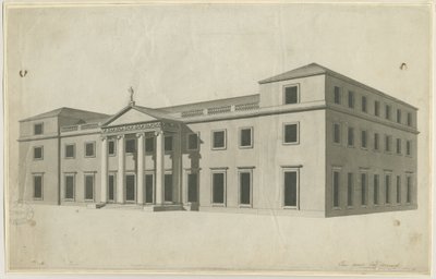 Chillington Hall: rysunek piórkiem i praniem, nd [?1780s] autorstwa John Soane