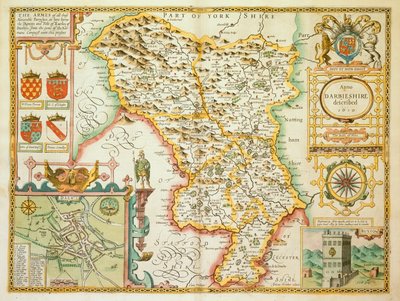 Mapa hrabstwa Derbyshire z „Teatru Imperium Wielkiej Brytanii” autorstwa John Speed