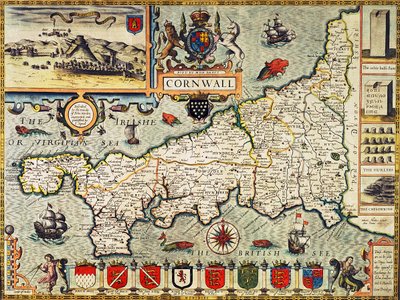 Mapa Kornwalii z „Teatru Imperium Wielkiej Brytanii”, wyd. w Londynie autorstwa George