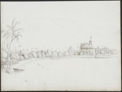 Widok Papeete z portu, listopad 1845 autorstwa John Speer