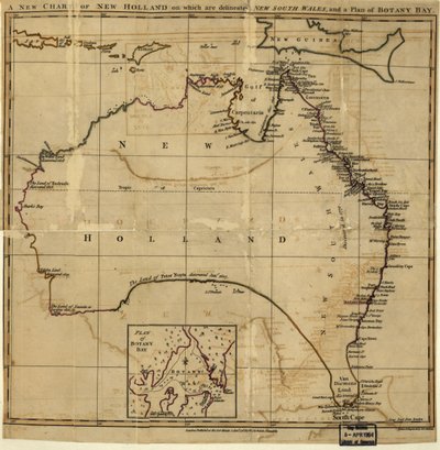 Nowa mapa Nowej Holandii, na której zaznaczono New South Wale i plan Botany Bay. LOC 00556400 autorstwa John Stockdale