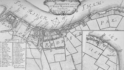 Plan Rotherhithe, 1755, 1912. Artyści: Nieznany, John Stow. autorstwa John Stow