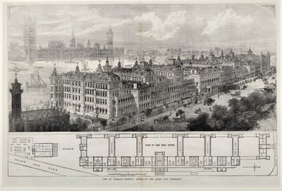 Nowy Szpital św. Tomasza otwarty przez królową w ubiegłą środę 1871 r. (rycina stalowa) autorstwa John Sulman