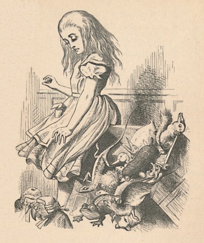 Alicja i zwierzęta. Chaos i dwór, 1889 autorstwa John Tenniel