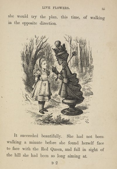 Alicja w obliczu Czerwonej Królowej. autorstwa John Tenniel