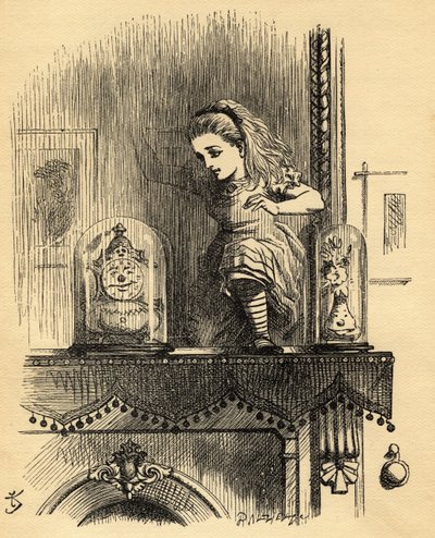 Alice in the Looking Glass House, ilustracja z „Through the Looking Glass” Lewisa Carrolla (1832-98) opublikowana po raz pierwszy w 1871 roku autorstwa John Tenniel