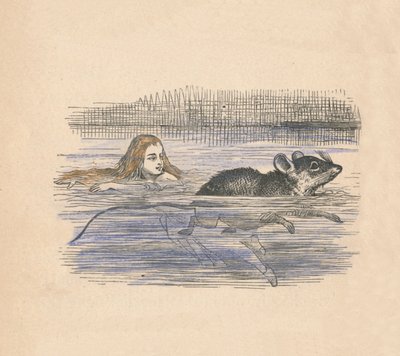 Alicja pływająca z myszką w basenie, 1889 autorstwa John Tenniel