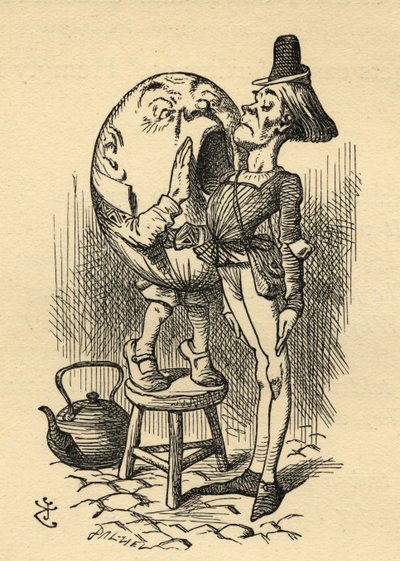 Humpty Dumpty, ilustracja z „Through the Looking Glass” Lewisa Carrolla (1832-98) opublikowana po raz pierwszy w 1871 roku autorstwa John Tenniel