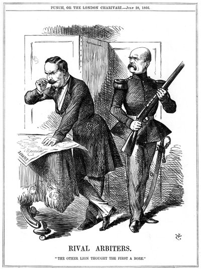 Konkurencyjni arbitrzy, 1866 autorstwa John Tenniel