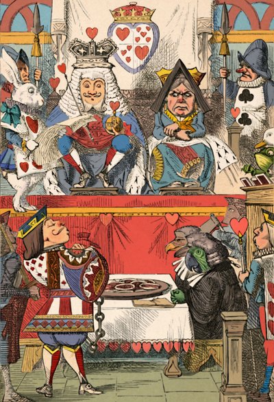 Król i królowa kier na dworze, 1889 autorstwa John Tenniel