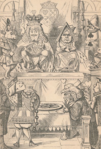 Król i królowa kier na dworze, 1889 autorstwa John Tenniel