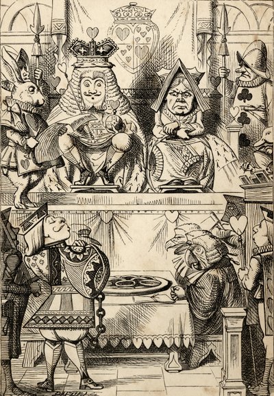 Próba Waleta Serc, z „Przygody Alicji w Krainie Czarów” Lewisa Carrolla, opublikowana w 1891 r. (lito) autorstwa John Tenniel