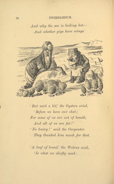 Mors i cieśla z ostrygami. autorstwa John Tenniel