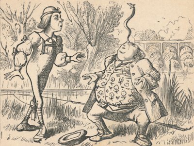 Młodzieniec i jego ojciec balansujący na nosie rybą, 1889 autorstwa John Tenniel