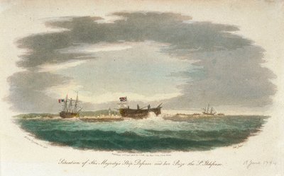 Okręt "San Ildefonso" zdobyty przez HMS "Defence autorstwa John Theophilus Lee