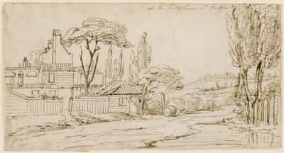 Pod koniec Chenies St, Bedford Square, 20 lipca 1793 (tusz na papierze) autorstwa John Thomas Serres