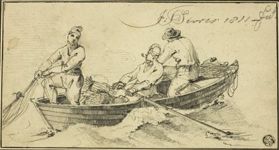 Trzech rybaków w łodzi autorstwa John Thomas Serres