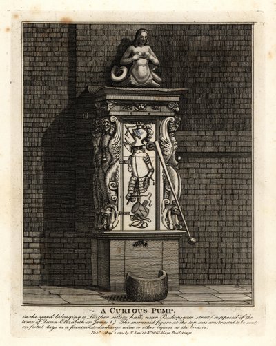 Ciekawa pompa na dziedzińcu Leathersellers’ Hall, Bishopsgate Street, Londyn autorstwa John Thomas Smith