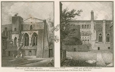 Wschodni koniec (po lewej) i północ (po prawej) Malowanej Komnaty, Pałac Westminsterski autorstwa John Thomas Smith