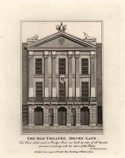 Front Starego Teatru, Drury Lane autorstwa John Thomas Smith