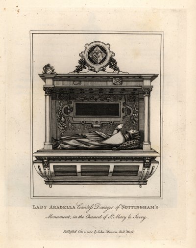 Nagrobek lub Lady Arabella, hrabina wdowa Nottingham, w prezbiterium St Mary le Savoy autorstwa John Thomas Smith