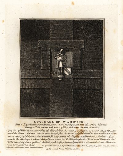 Guy, hrabia Warwick, z basso-relievio na Warwick Lane autorstwa John Thomas Smith