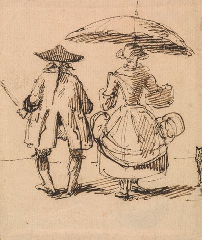 Joseph Nollekens RA i pani Nollekens: Para kompasów i para suwmiarki obok siebie autorstwa John Thomas Smith