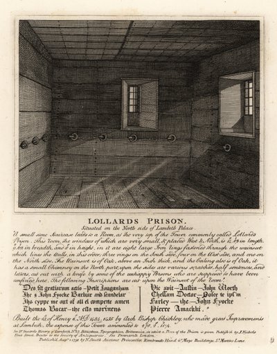 Więzienie Lollards, w wieży pałacu Lambeth autorstwa John Thomas Smith