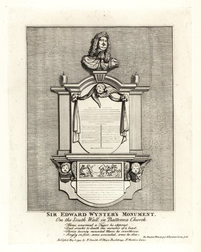 Pomnik Sir Edwarda Wyntera, zm. 1685, na południowej ścianie kościoła Mariackiego Battersea autorstwa John Thomas Smith