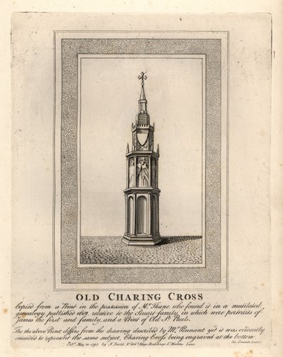 Stary Charing Cross, jeden z 12 średniowiecznych Krzyży Eleonory, wzniesiony w latach 90. XIX wieku do jego usunięcia w 1647 r. autorstwa John Thomas Smith