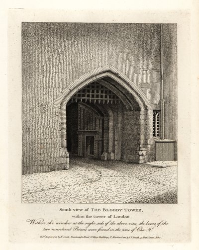Południowy widok na Bloody Tower w Tower of London autorstwa John Thomas Smith